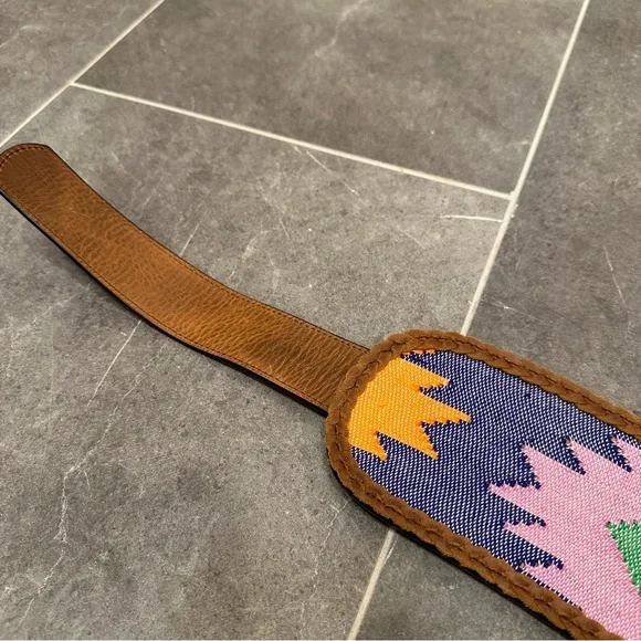 3D western belt wide boho pink leather southwest yellow purple colorful - Picture 11 of 12